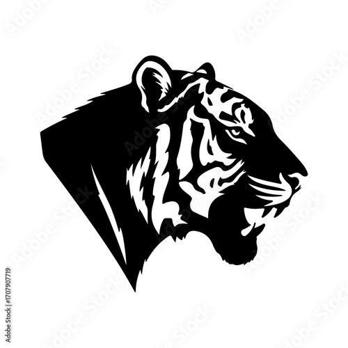 Tiger head silhouette with transparent background
