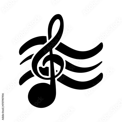 Treble clef and musical note with transparent background