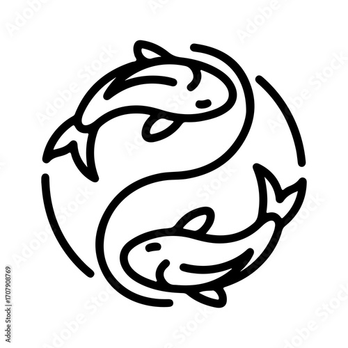 Two koi fish in a circle with transparent background