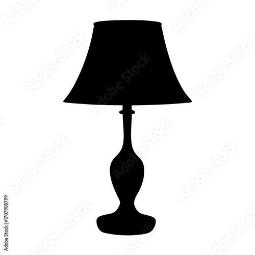 Silhouette of an ornate table lamp with a lampshade, elegant design
