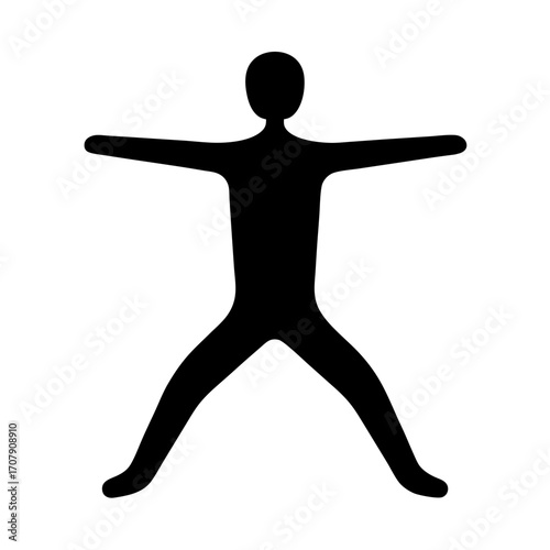 Silhouette of a person with arms outstretched and legs apart demonstrating a pose