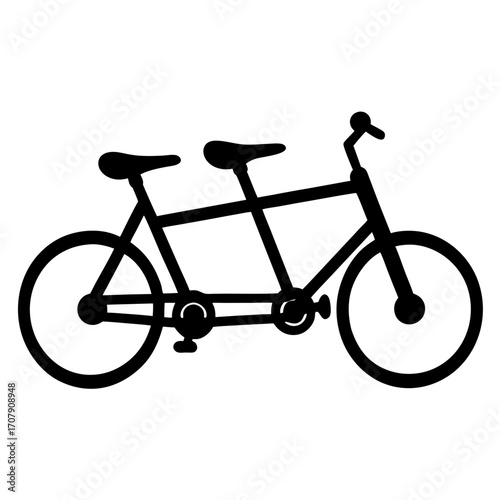Stylized silhouette of a tandem bicycle perfect for sports or romantic adventure