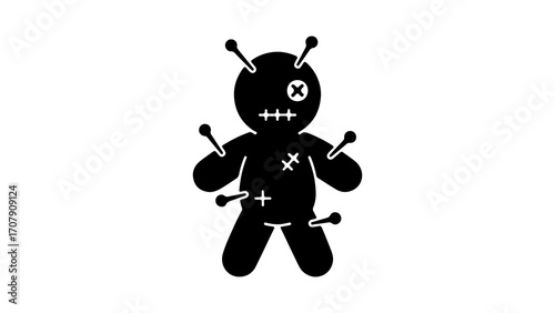 Voodoo doll with pins and transparent background
