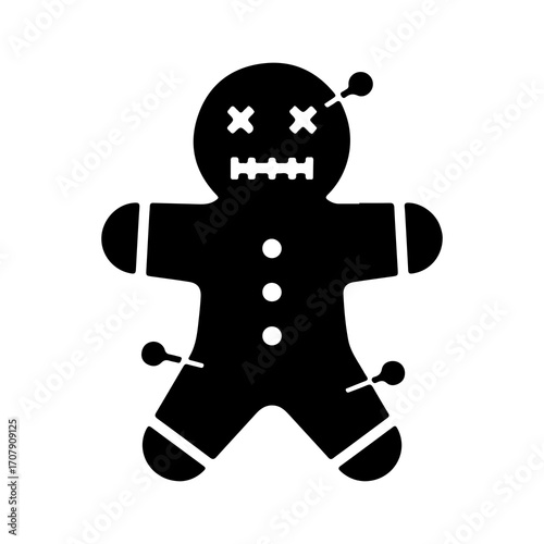 Voodoo doll with pins with transparent background