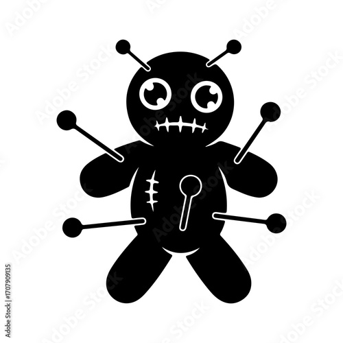 Voodoo doll with pins and transparent background
