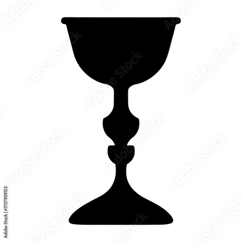 Elegant Black Chalice Silhouette Against a White Background in Minimalist Style