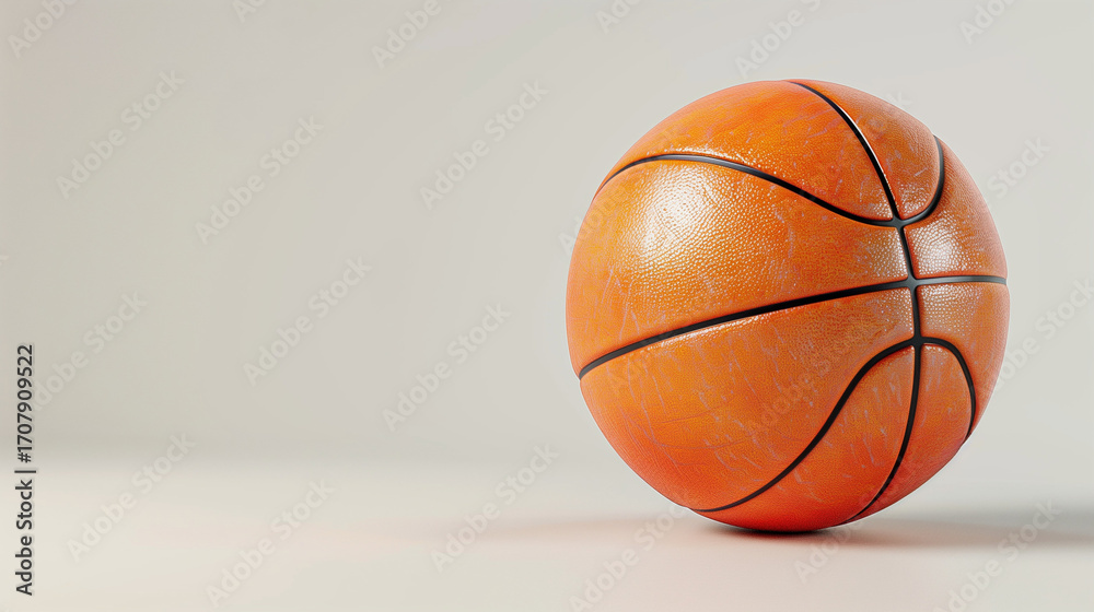 Fototapeta premium Classic Basketball on Neutral Background Orange Sports Ball Close-Up