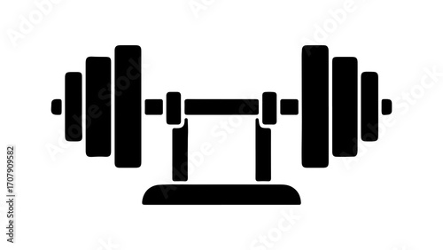 Weightlifting rack with barbell and transparent background