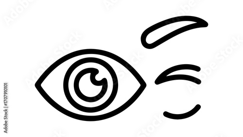 Winking eye with floating lines with transparent background