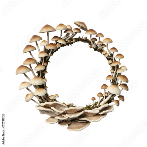 Circular Mushroom Arrangement Perfect for NatureInspired Designs on transparent background