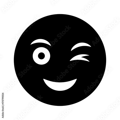Winking face icon with transparent background