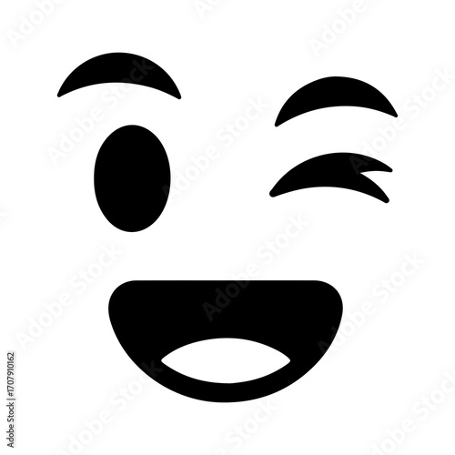 Winking face icon with transparent background
