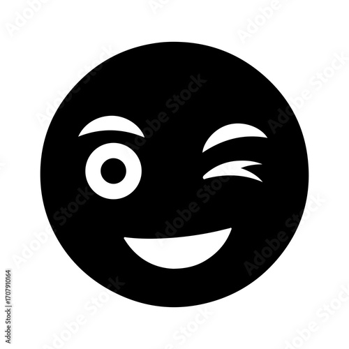 Winking face icon with transparent background