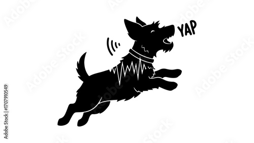 Yapping dog silhouette with transparent background