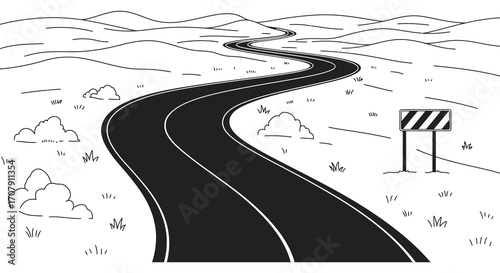 a winding road stretches through vast open desert landscape
