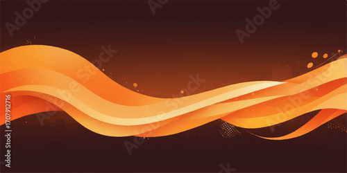 Abstract vector art featuring fiery orange and red waves with elegant curved lines and a vibrant sun-like pattern