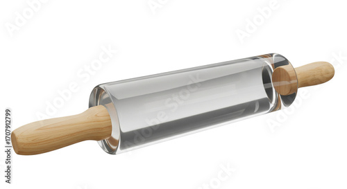 Clear Rolling Pin with Wooden Handles 3d rendered, isolated on transparent background



