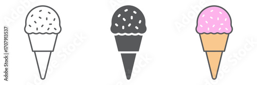 Ice Cream icon, food and sweet, dessert sign vector graphics, a linear icon on a white background, eps 10.
