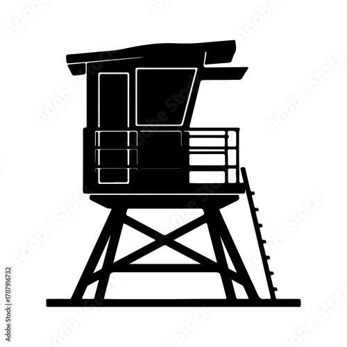 Lifeguard tower with transparent background
