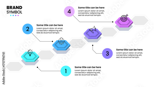 Infographic template. Hexagons with line and 4 steps