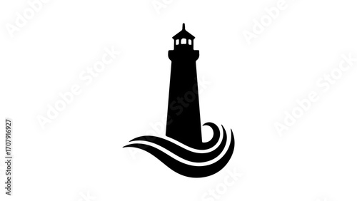 Lighthouse silhouette with transparent background