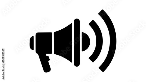 Megaphone icon with sound waves with transparent background