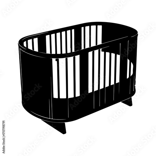 Modern baby crib with transparent background
