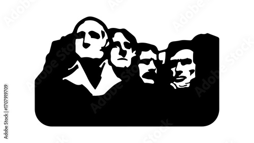 Mount Rushmore monument with transparent background