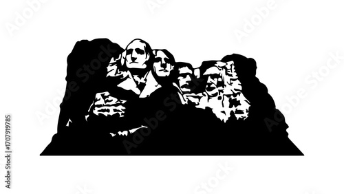 Mount Rushmore monument with transparent background
