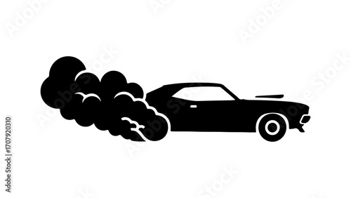 Muscle car drifting with transparent background