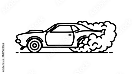 Muscle car drifting with transparent background