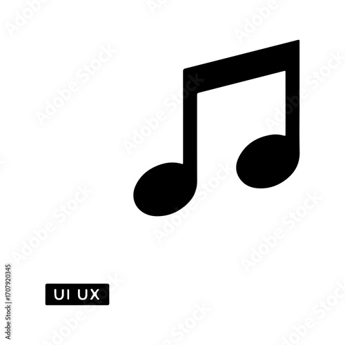 Musical note icon with transparent background