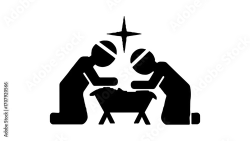 Nativity scene with star and transparent background