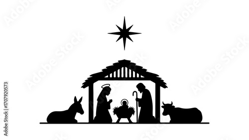 Nativity scene with star and transparent background