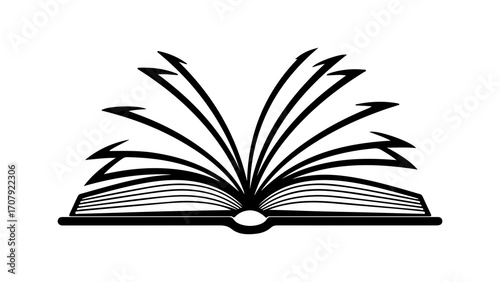Open book with pages spreading with transparent background