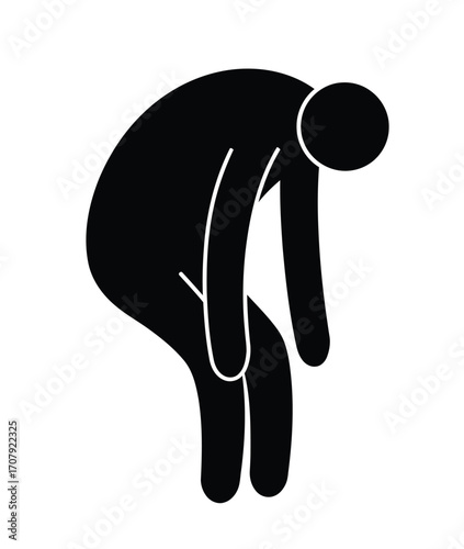 Depressed figure hunched over representing sadness or physical exhaustion