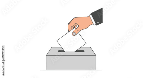 a hand placing paper into a voting box