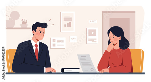 Tense Business Discussion Illustration with Professional Atmosphere