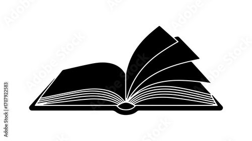 Open book with white pages with transparent background
