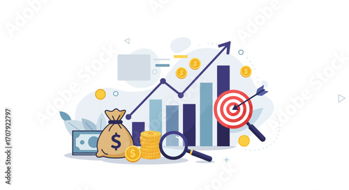 Analyzing financial growth strategy with investment success and precise objectives