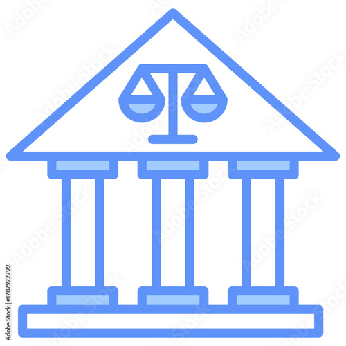Court Outline Blue Color Icon