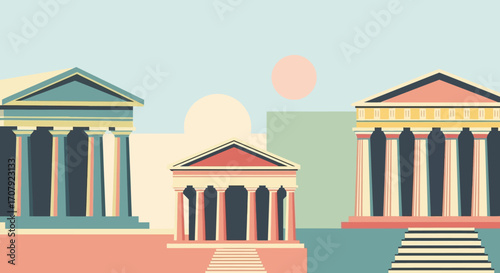 Ancient Greek Temples Architectural Designs.