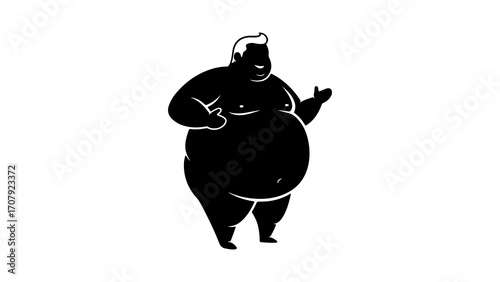 Overweight man silhouette with transparent background