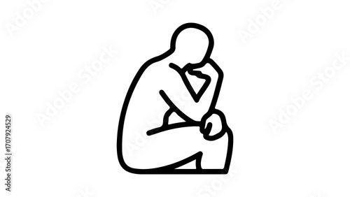 Person in contemplation with transparent background