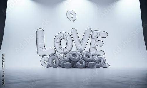 Love Letter Balloons and Decor on Stage for Romantic Event or Celebration