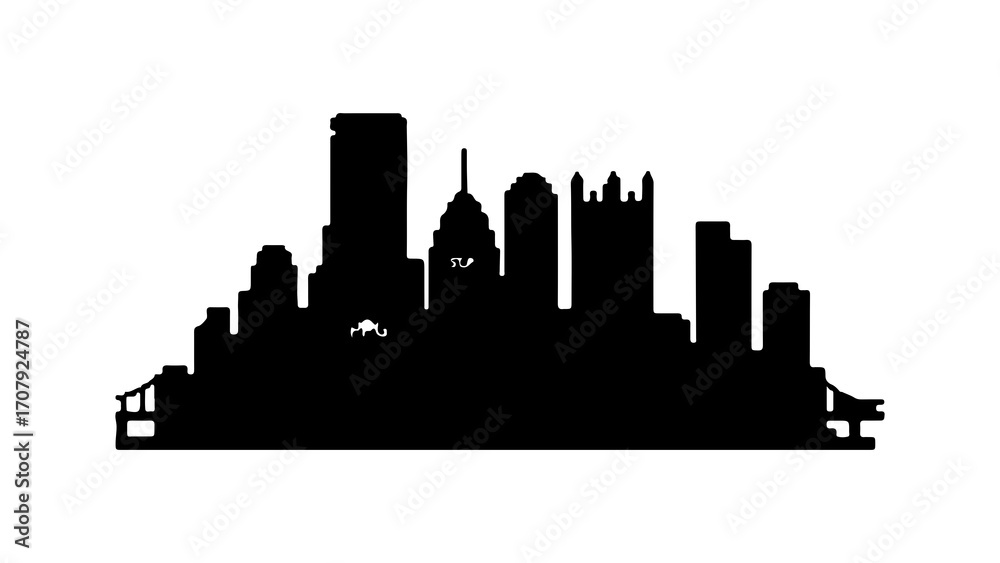 Naklejka premium Pittsburgh skyline silhouette with transparent background