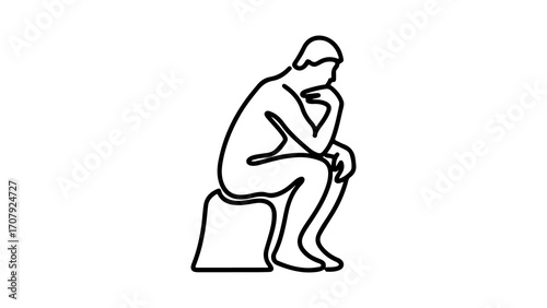 Philosopher thinking on stone with transparent background