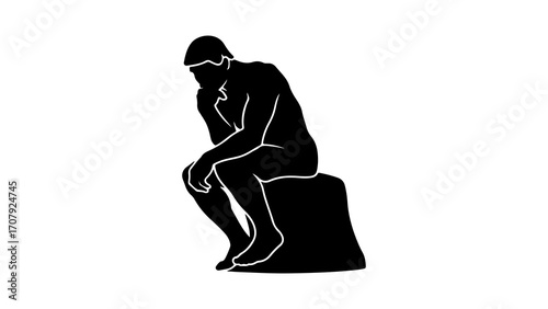 Philosopher thinking pose with transparent background