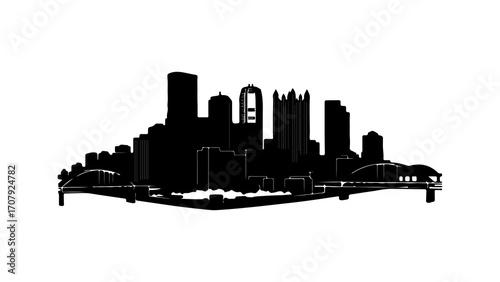 Pittsburgh skyline silhouette with transparent background