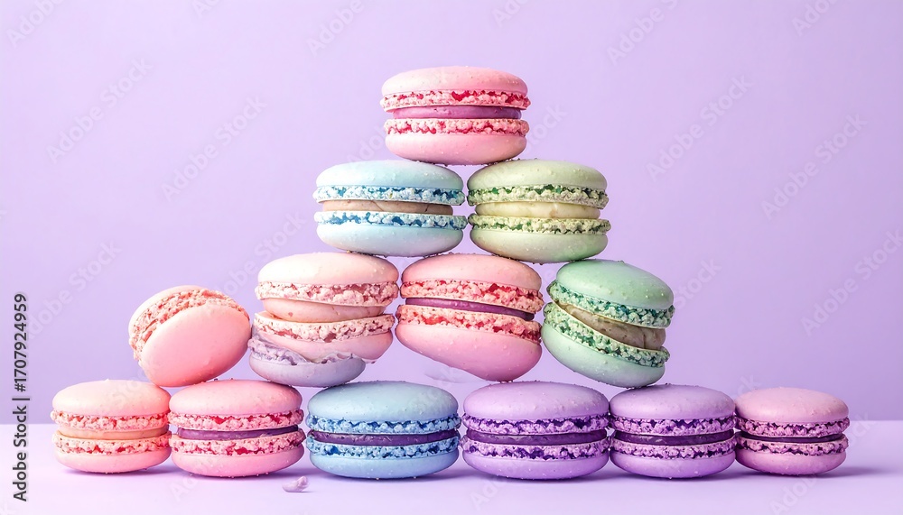 Fototapeta premium Colorful macarons stacked in a pyramid
